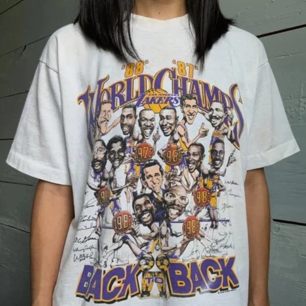 Vintage Los Angeles Lakers 88 87 World Champs Back to Back T-Shirt